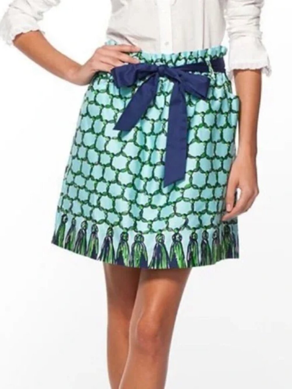 Lilly Pulitzer Cameo White Macrame Me Avery Skirt Medium Preppy NO SASH